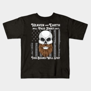 Bearded Man American Flag Skull Patriotic Kids T-Shirt